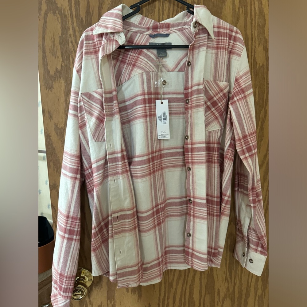 Pink plaid shirt with buttons never worn